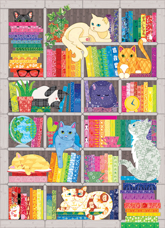 Puzzle 1000 el. Koty i książki